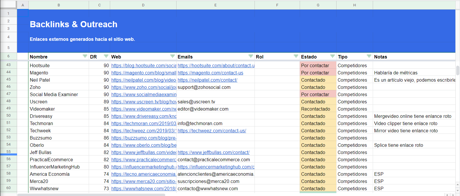 campaña de link building nicho