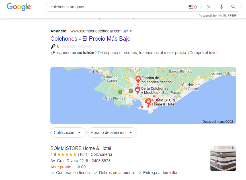 Busqueda de mapa de google my business