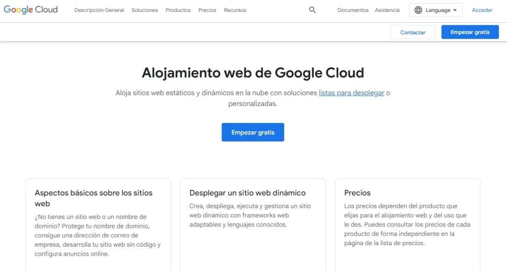 mejores hostings - google cloud