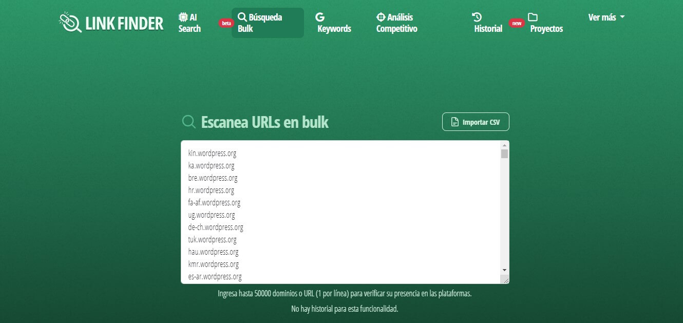 urls en busqueda por urls