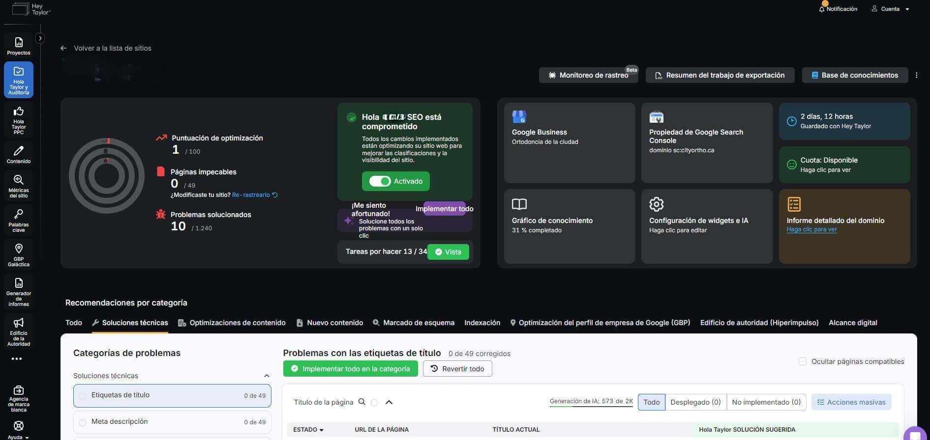 optimizaciones Técnicas y On Page automatizadas