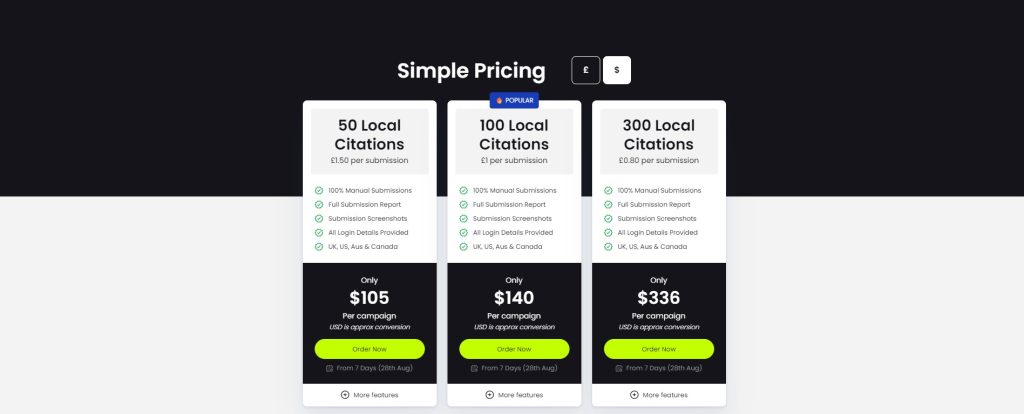 pricing local citation