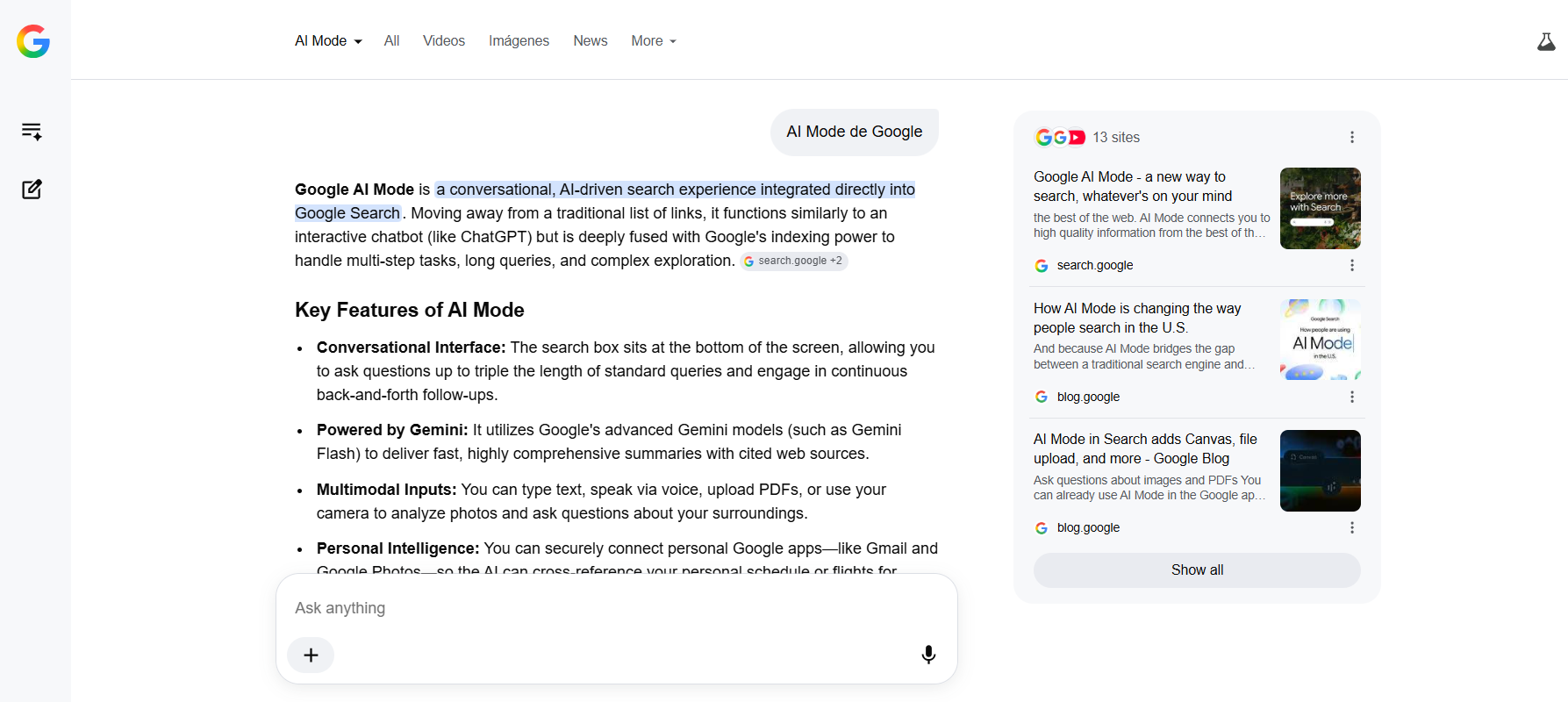 ¿Qué es el AI Mode de Google? 